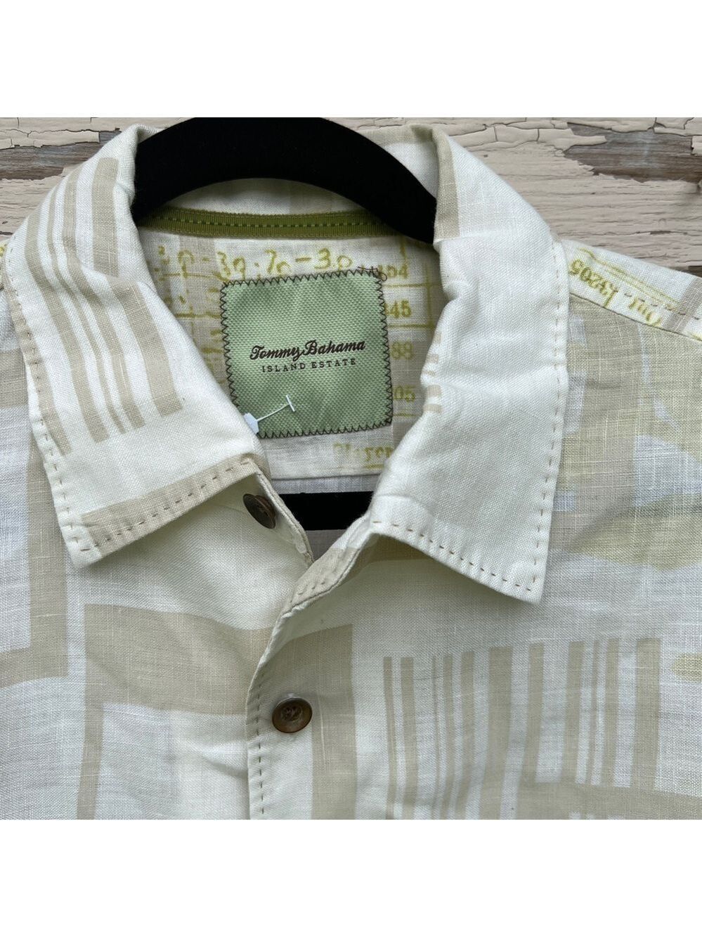 Tommy Bahama Island Estate Linen Beachy Vacation Geometric Buttondown Shirt L - Picture 4 of 12